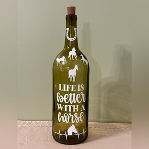 Decorated Wine Bottle, Home Decor, Horse Bottles